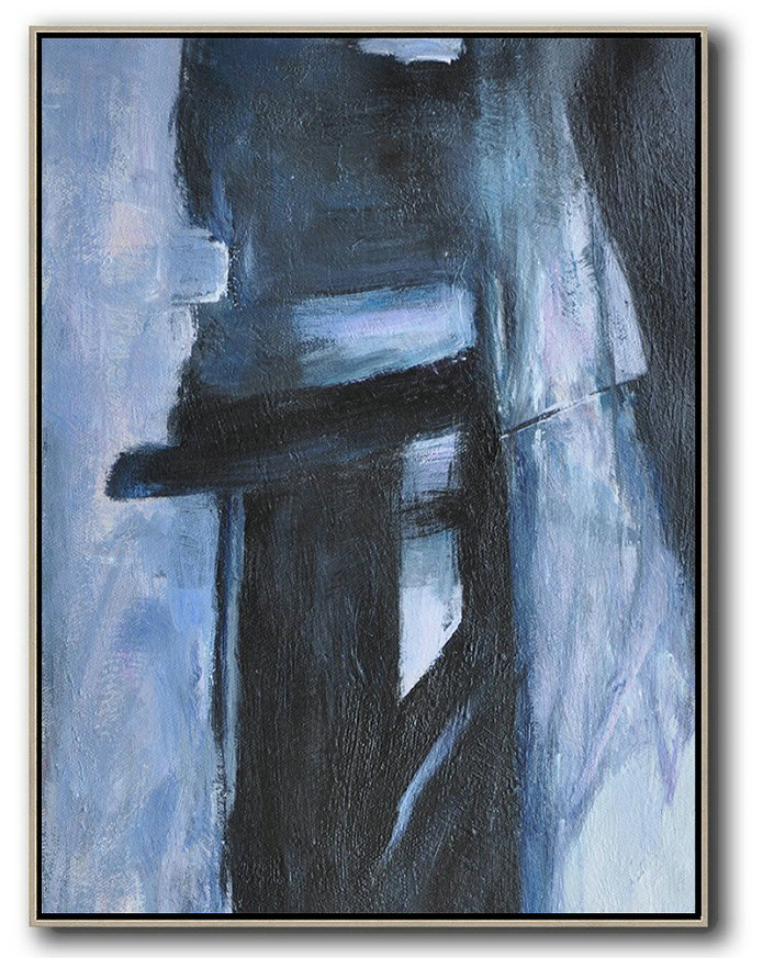 Original Painting Hand Made Large Abstract Art,Hand-Painted Black And White Minimal Painting On Canvas,Huge Abstract Canvas Art